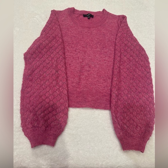 Lulu's Fuchsia Sweater with Patterned Sleeves - Picture 2 of 6